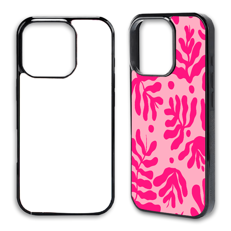 Coque-Sublimation – Coque iPhone noire en silicone souple et antichoc, avec design imprimé en exemple, idéale pour protéger et personnaliser votre smartphone avec style.